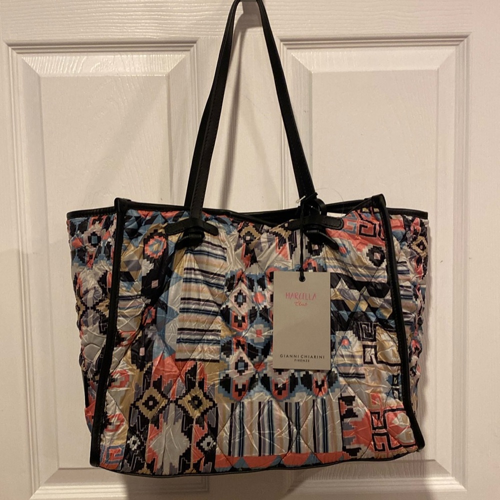 BNWT MARCELLA CLUB by Gianni Chiarini Firenze Tribal Pattern Puffer Shoulder Bag